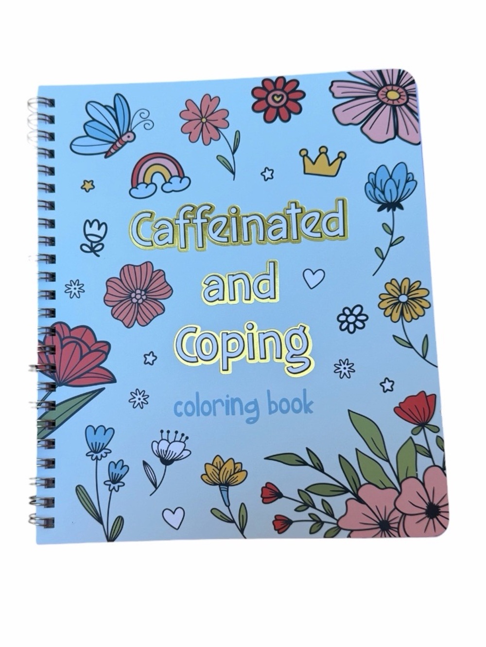 Caffeinated and Coping Adult Coloring Book And Colored Pencils Set New
